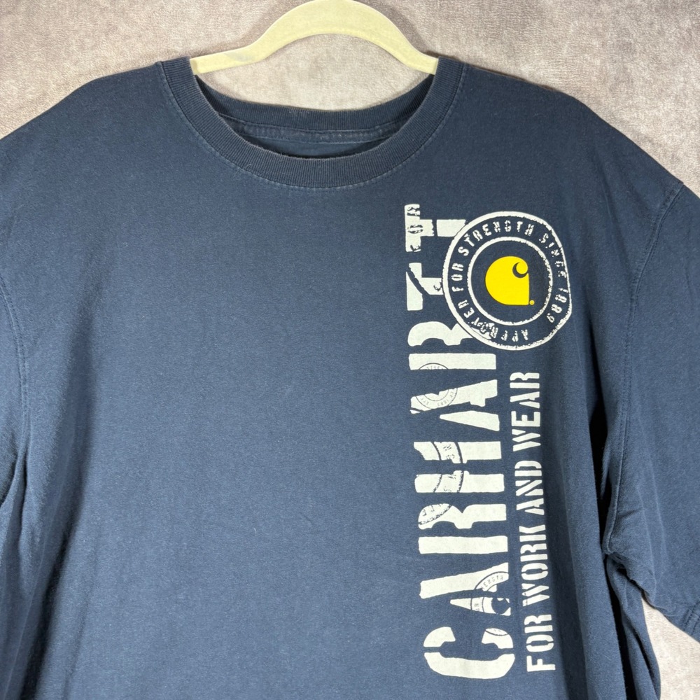 Carhartt T-Shirt Mens Size XL Blue Graphic Logo For Work And Wear Original Fit